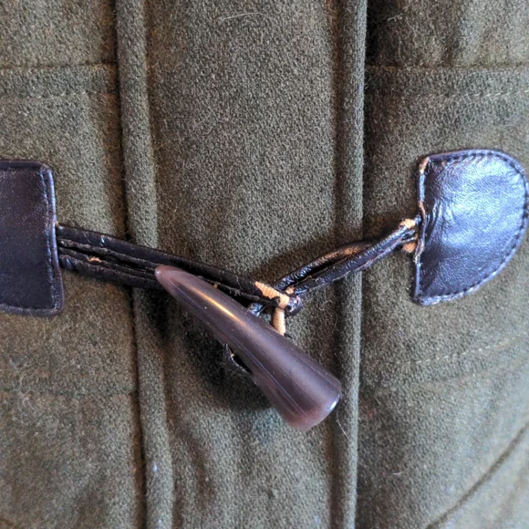 Army Green Wool Utility Coat with Hood - Picture 3 of 12